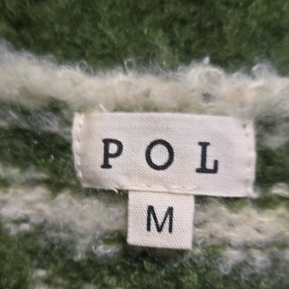 SW4 NWT POL Green and Brown Striped Sweater Round Neck Baloon Sleeve Sm Md Lg - Picture 8 of 10